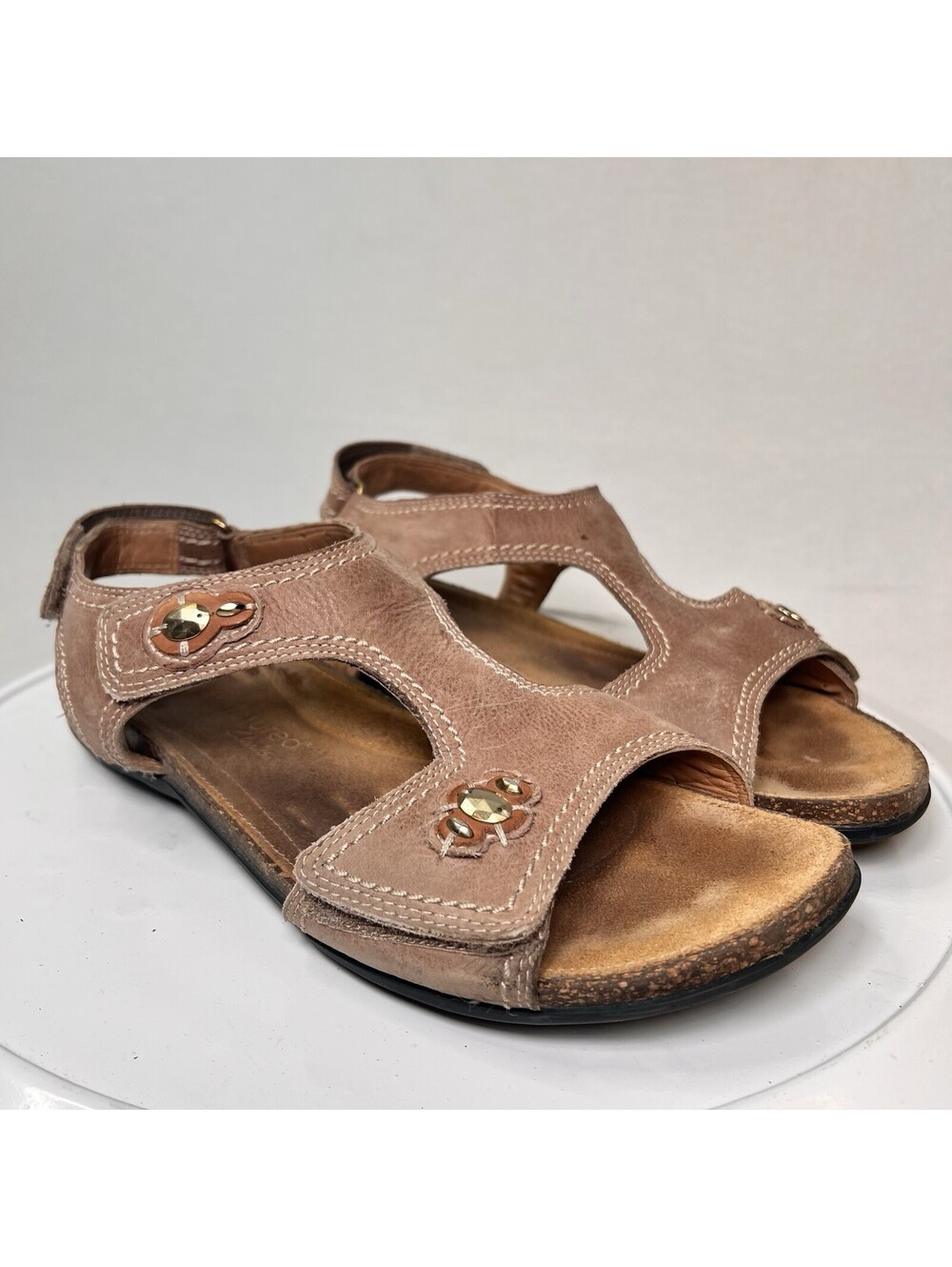 Clarks Unstructured Sandals Women's Slingback Metallic Beige Open Toe Sz 8.5